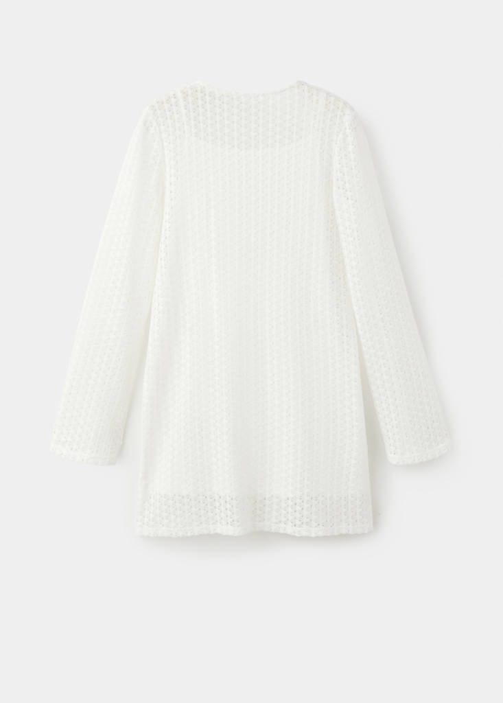 Open-back openwork knit dress — Off White