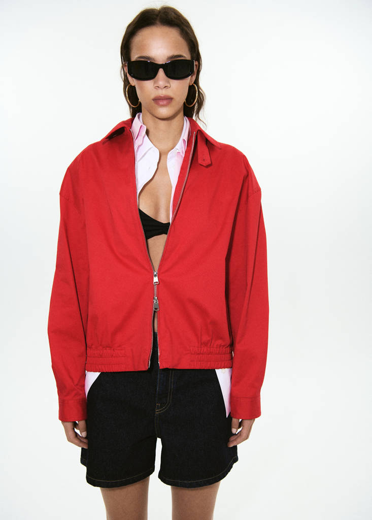 Oversized cotton jacket — Red