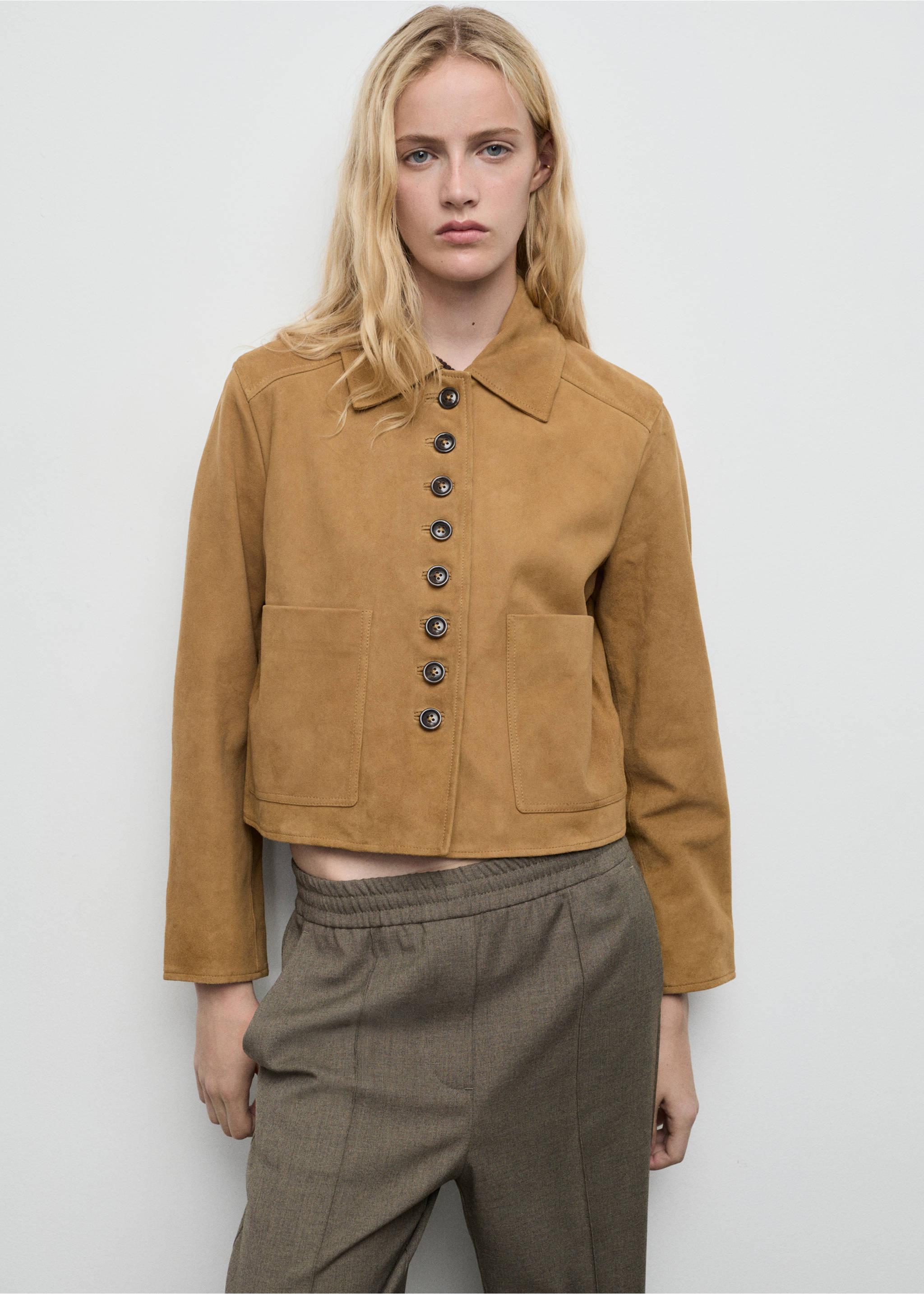 Wide leg trousers with elastic waist - Details of the article 1, Green. Ref: 27111574-00.