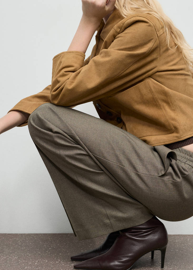 Wide leg trousers with elastic waist — Green