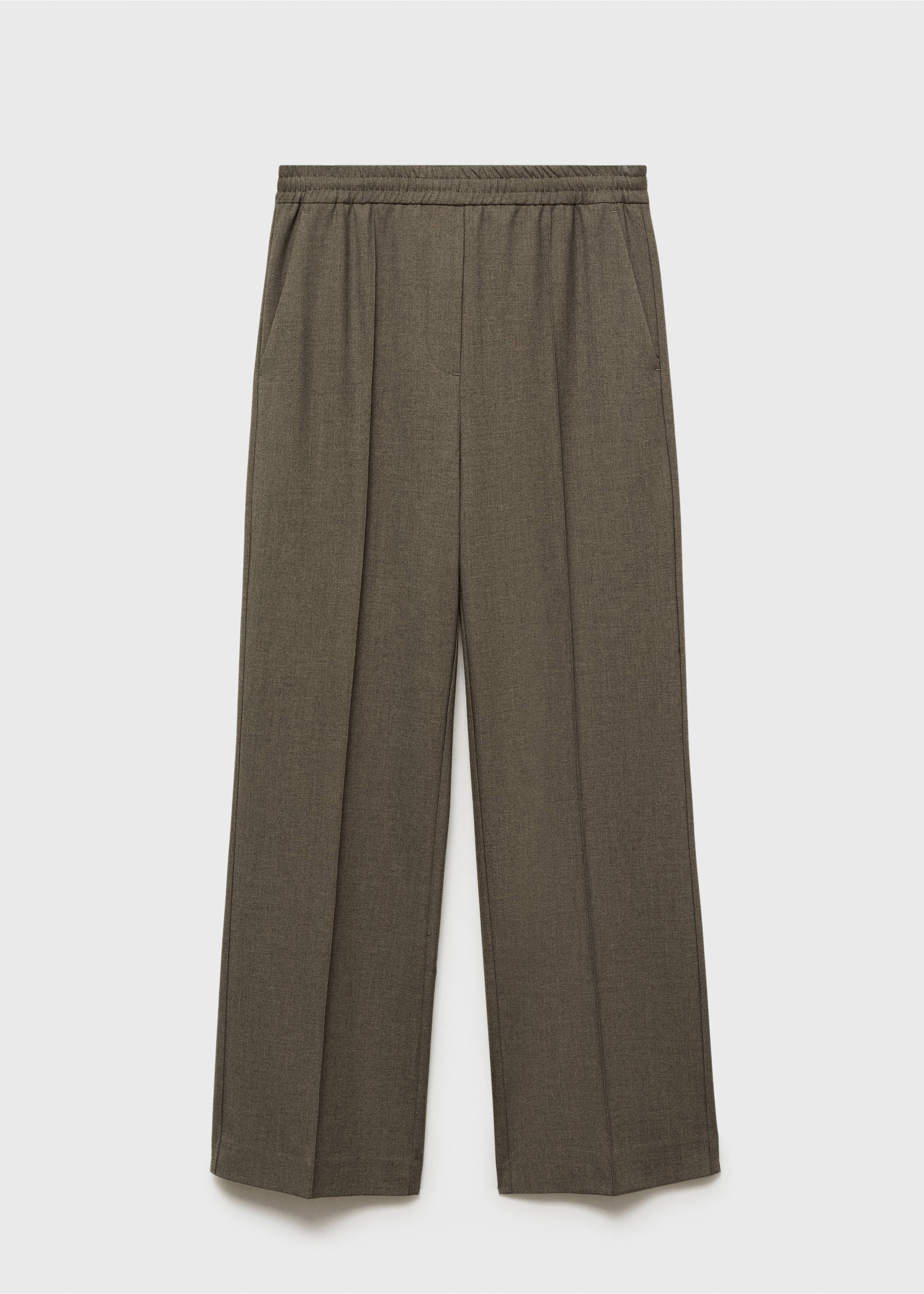 Wide leg trousers with elastic waist - Article without model, Green. Ref: 27111574-00.