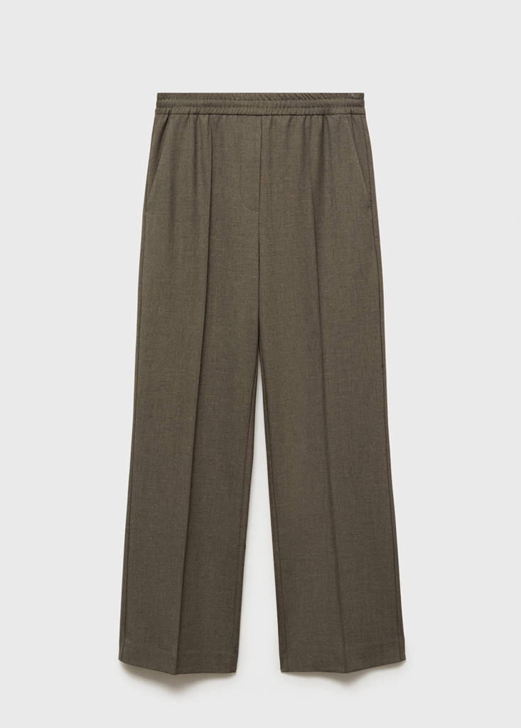 Wide leg trousers with elastic waist — Green