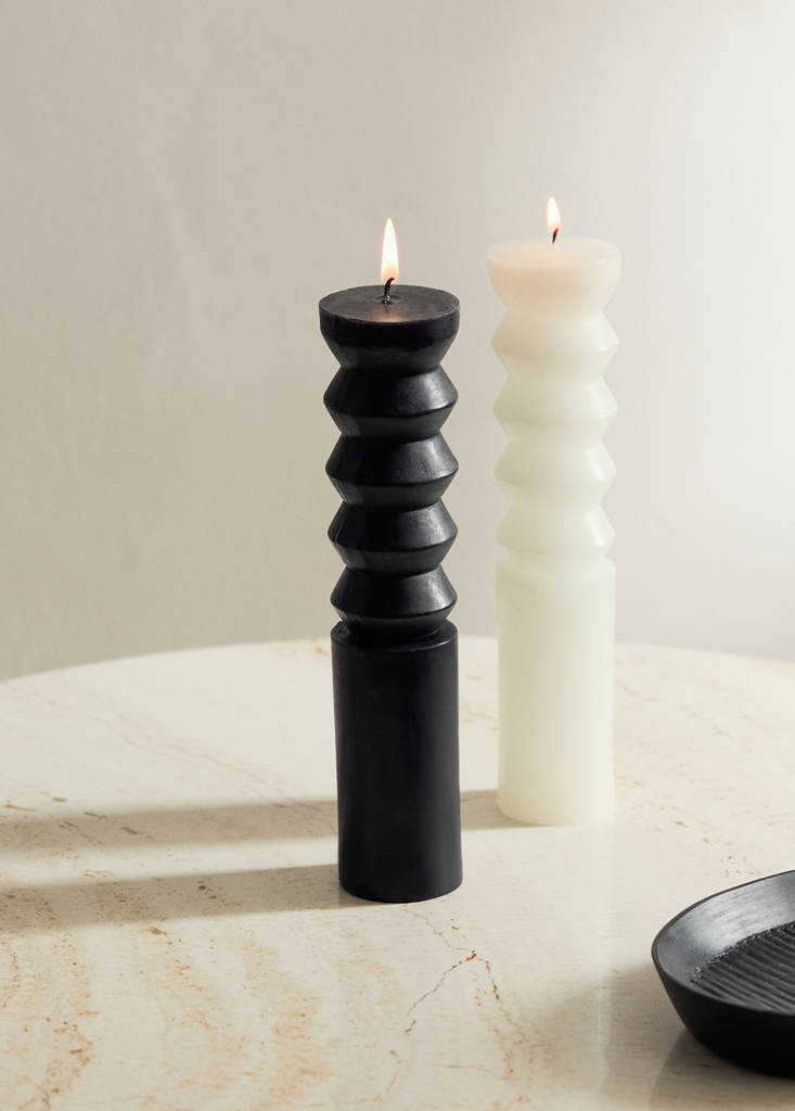 Tall sculptural candle — Black