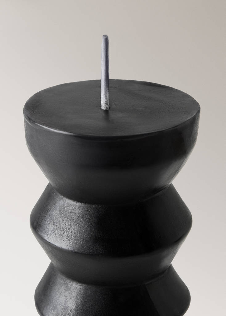 Tall sculptural candle — Black