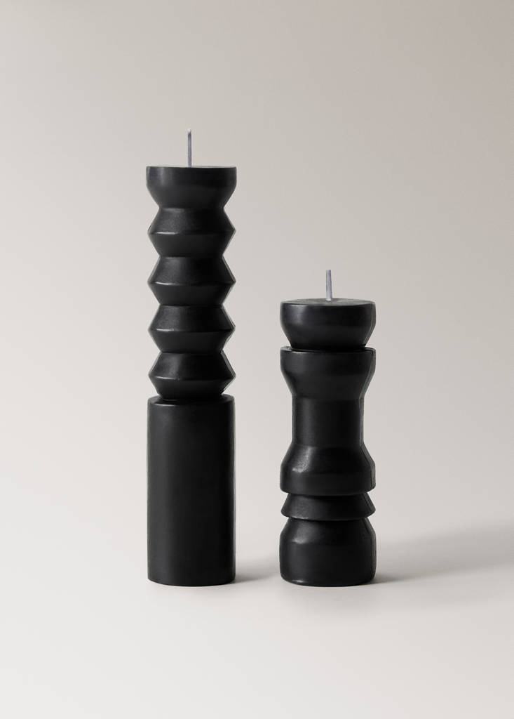 Tall sculptural candle — Black
