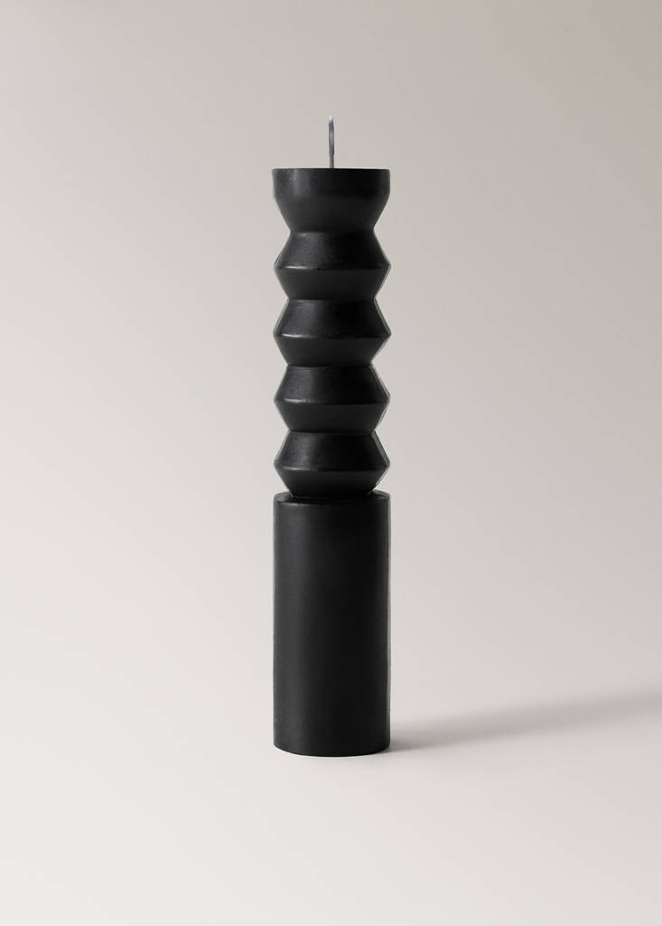 Tall sculptural candle — Black