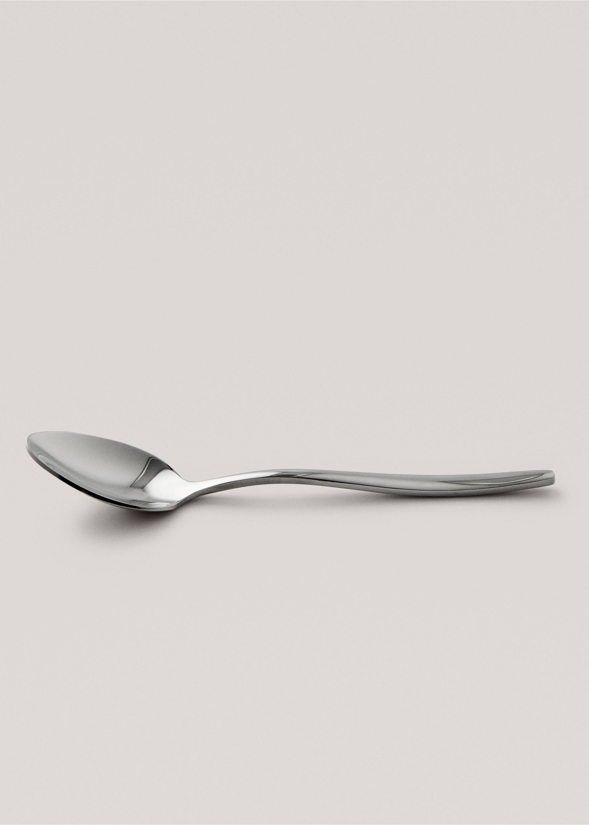 Set of 4 stainless steel dessert spoons with slim handles - Details of the article 1, Silver. Ref: 27123352-00.