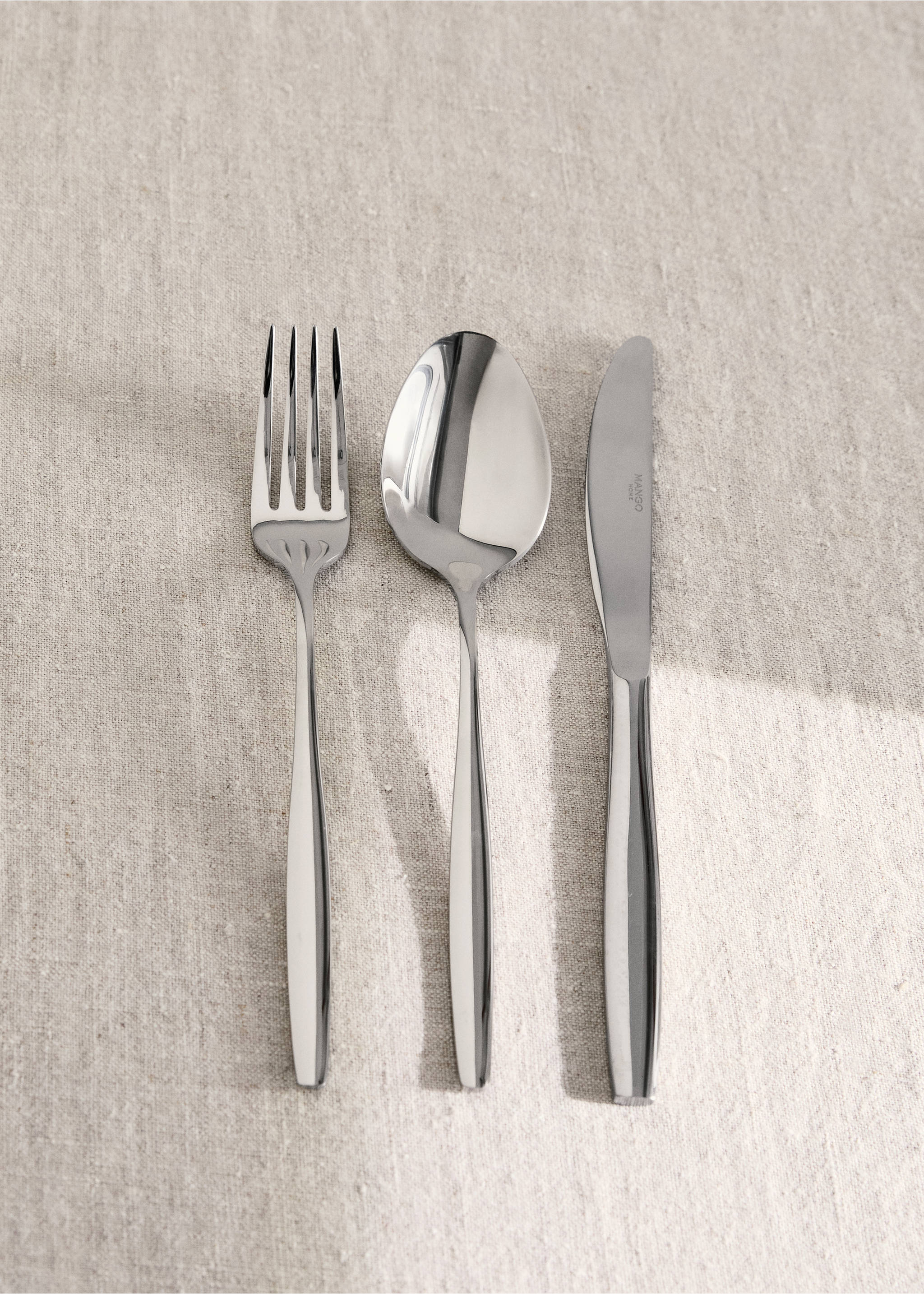 3-piece cutlery set in stainless steel with slim handles - General plane, Silver. Ref: 27133351-00.