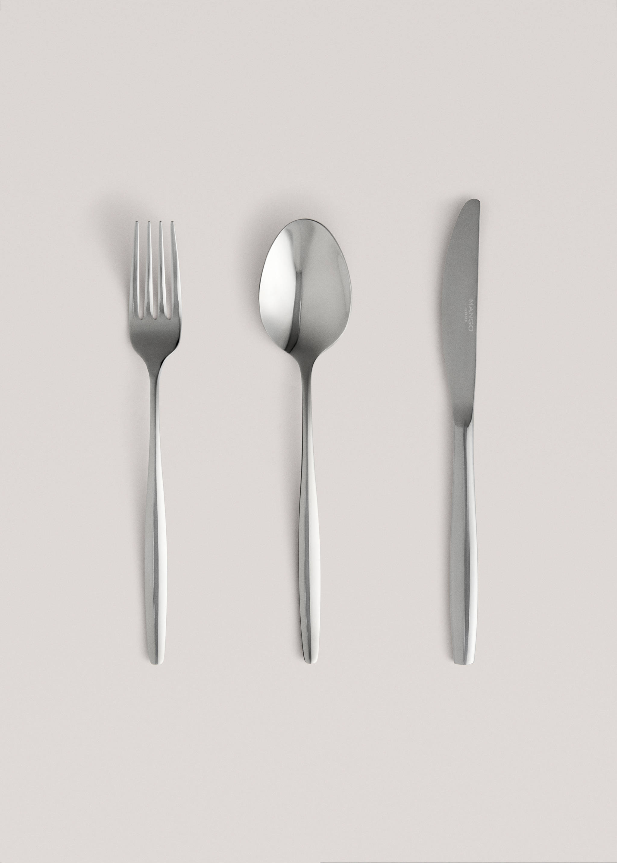 3-piece cutlery set in stainless steel with slim handles - Article without model, Silver. Ref: 27133351-00.