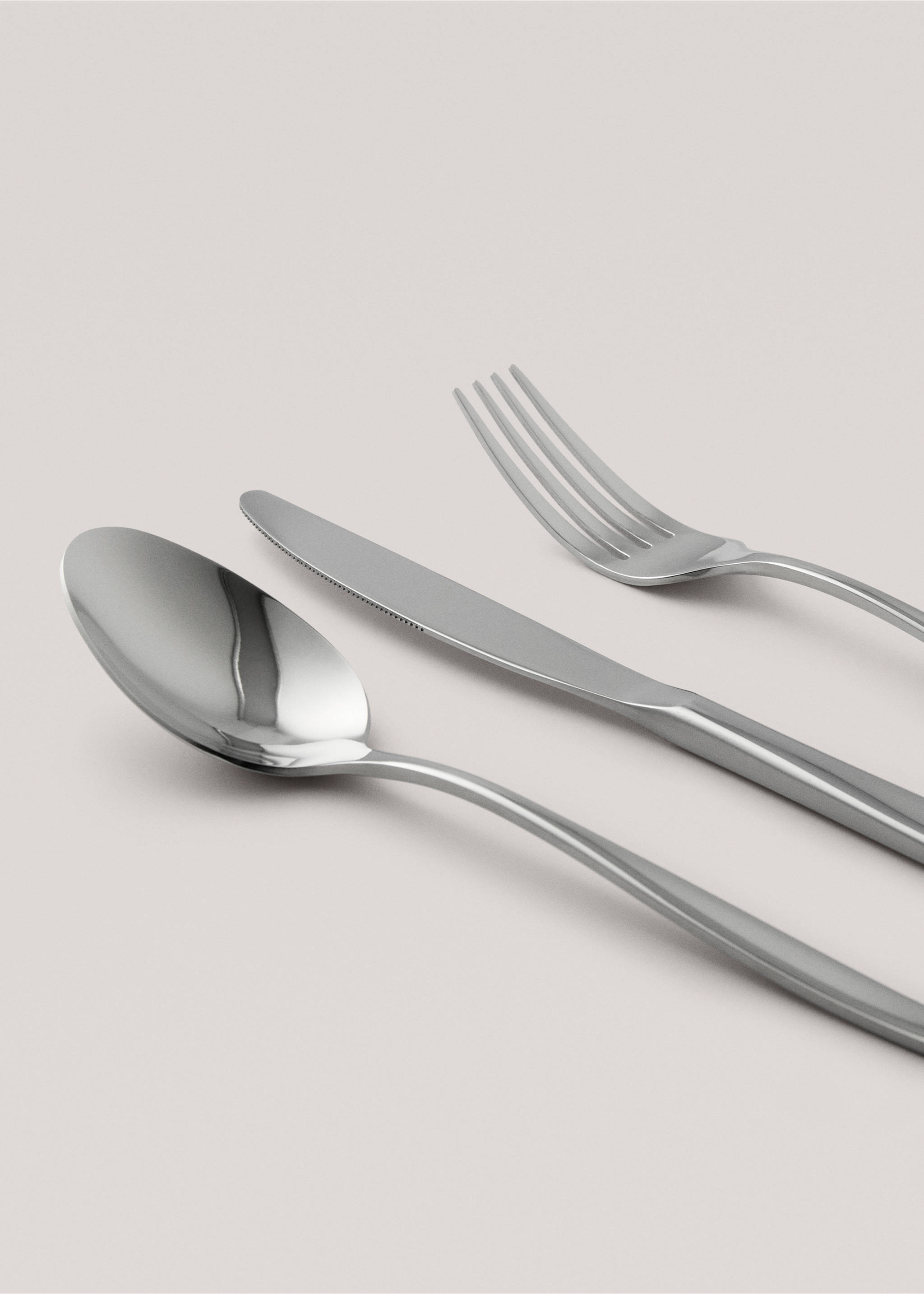 3-piece cutlery set in stainless steel with slim handles - Details of the article 1, Silver. Ref: 27133351-00.