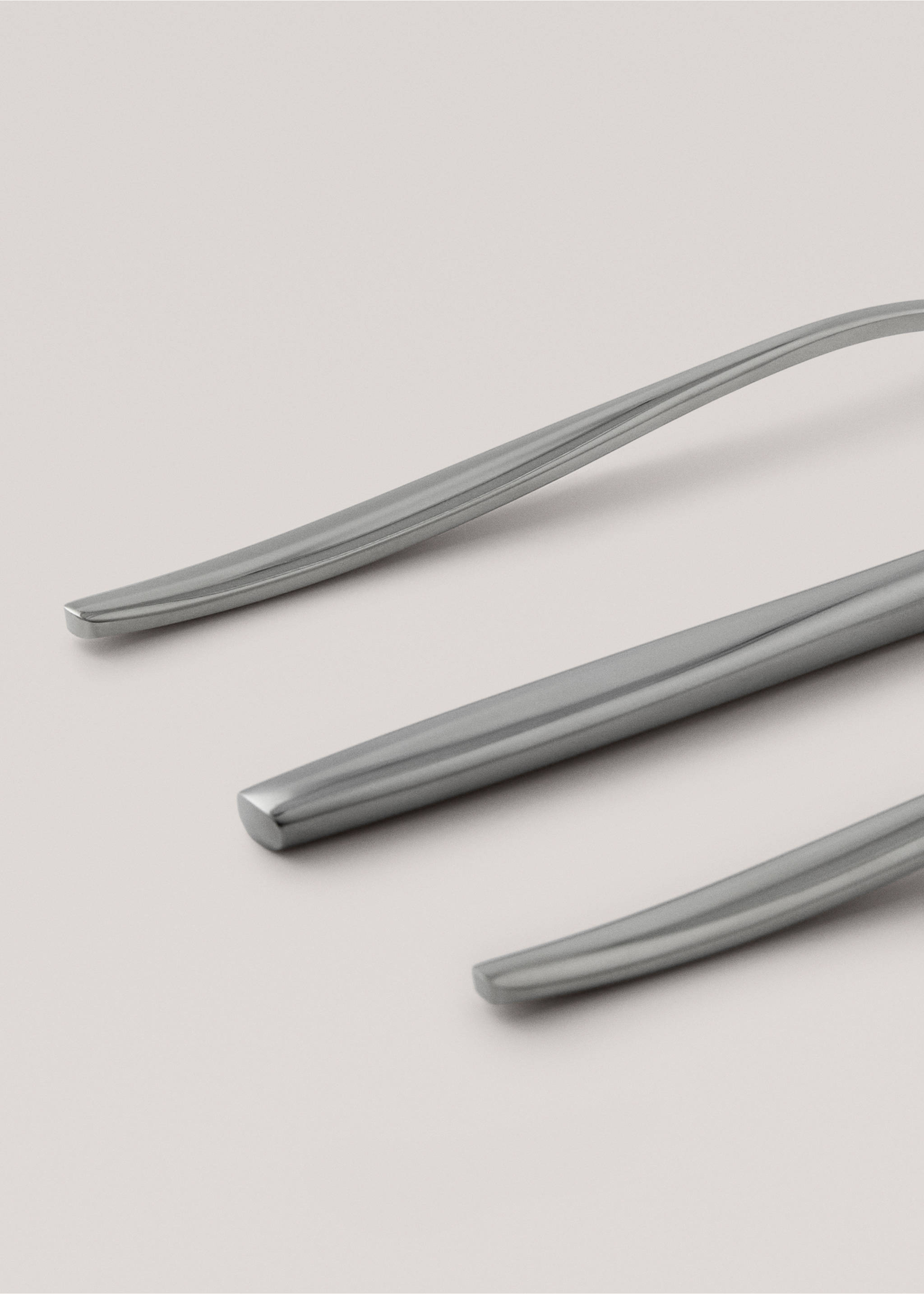 3-piece cutlery set in stainless steel with slim handles - Details of the article 2, Silver. Ref: 27133351-00.