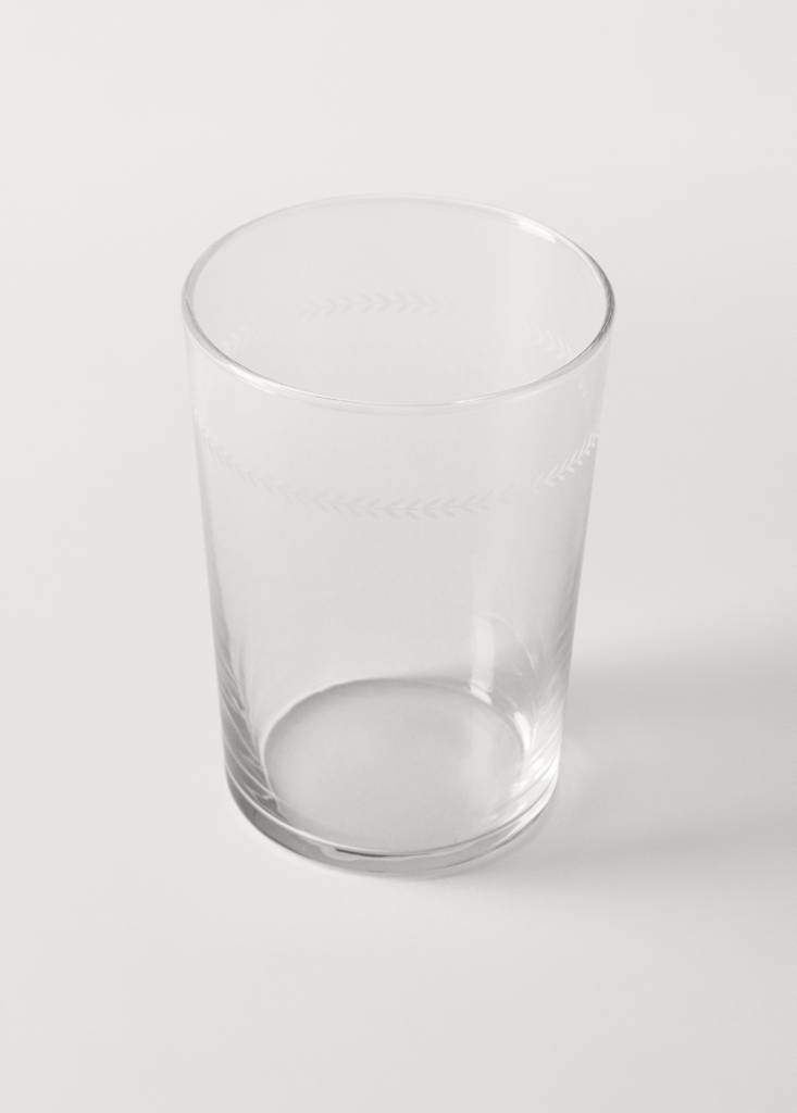 Medium glass with herringbone detail — Ice Grey
