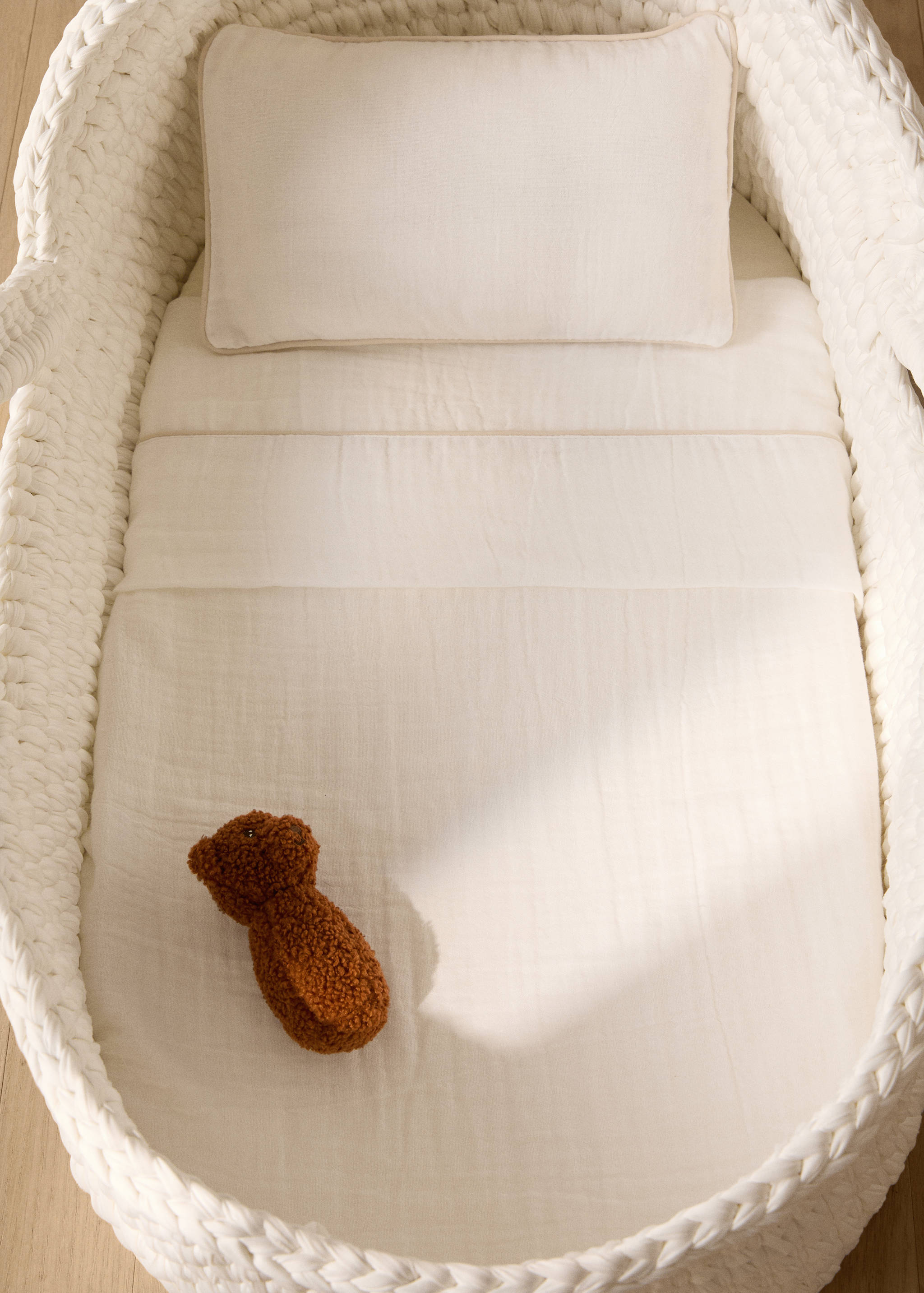 Set of chiffon cotton top sheet and pillowcase for mini cot - General plane