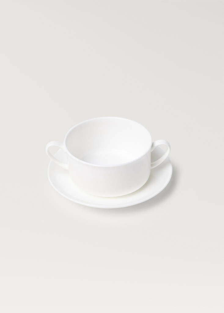 Premium bonne porcelain cup and saucer — Off White