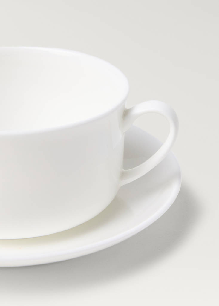 Premium bonne porcelain cup and saucer — Off White