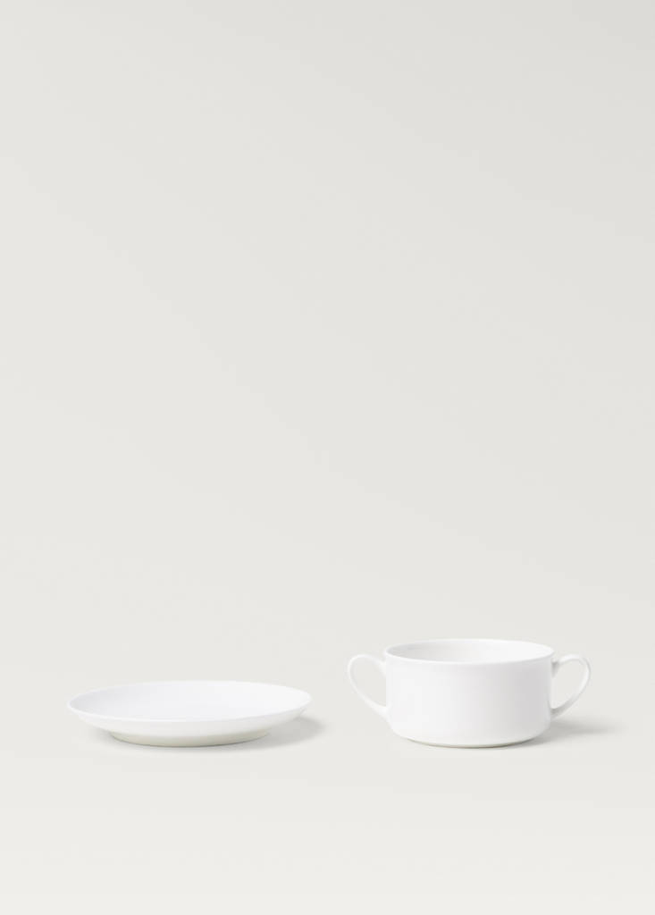 Premium bonne porcelain cup and saucer — Off White