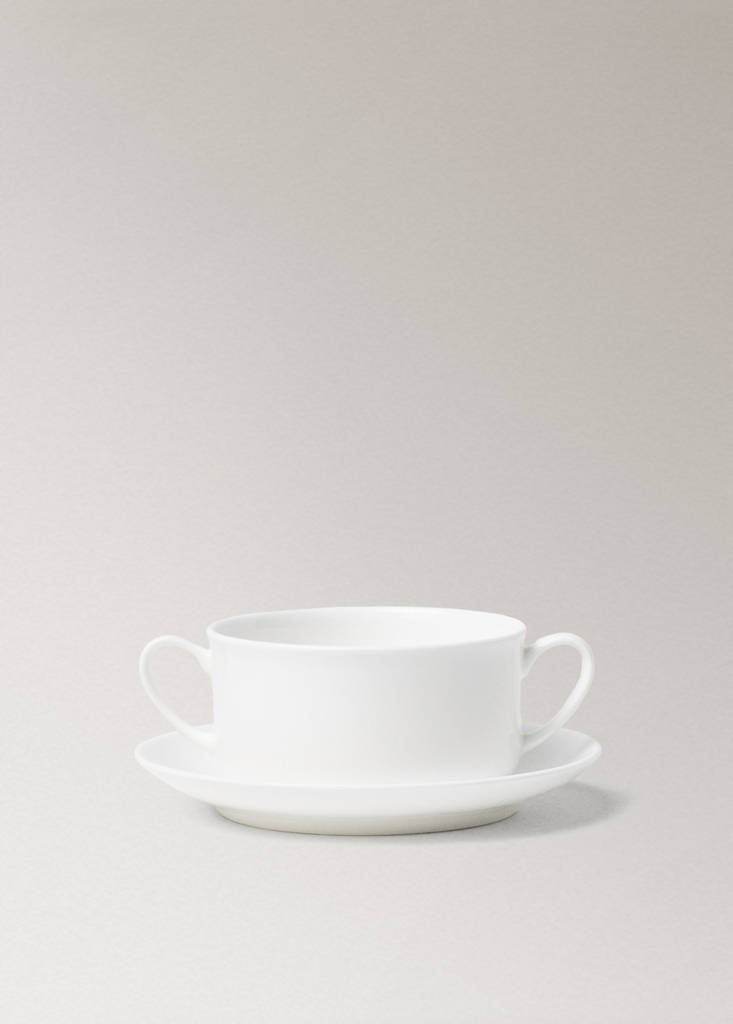 Premium bonne porcelain cup and saucer — Off White