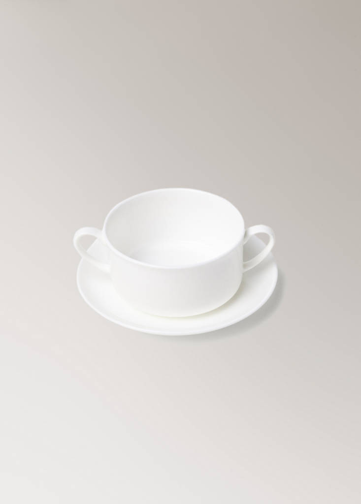 Premium bonne porcelain cup and saucer — Off White