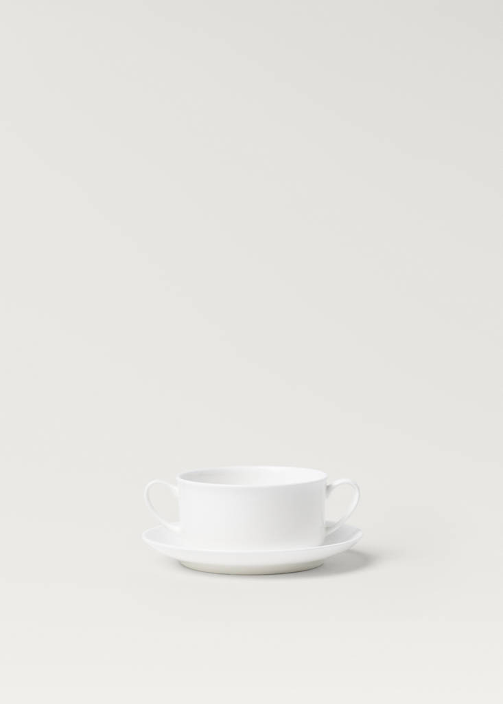 Premium bonne porcelain cup and saucer — Off White