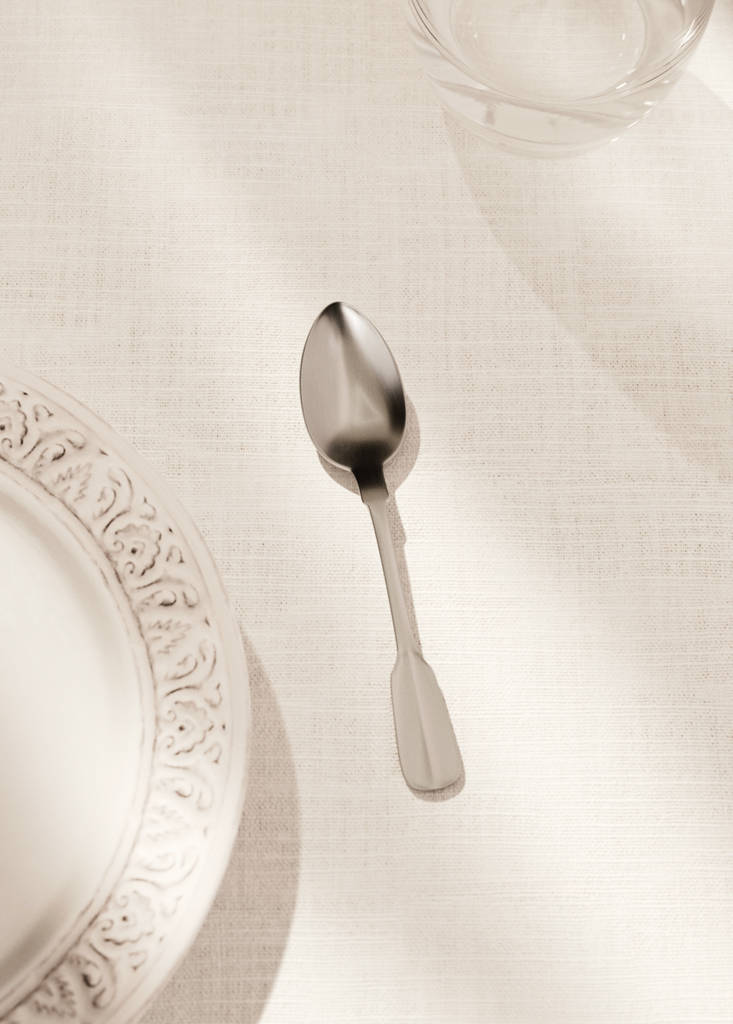 Set of 4 stainless steel coffee spoons with matte silver finish — Silver