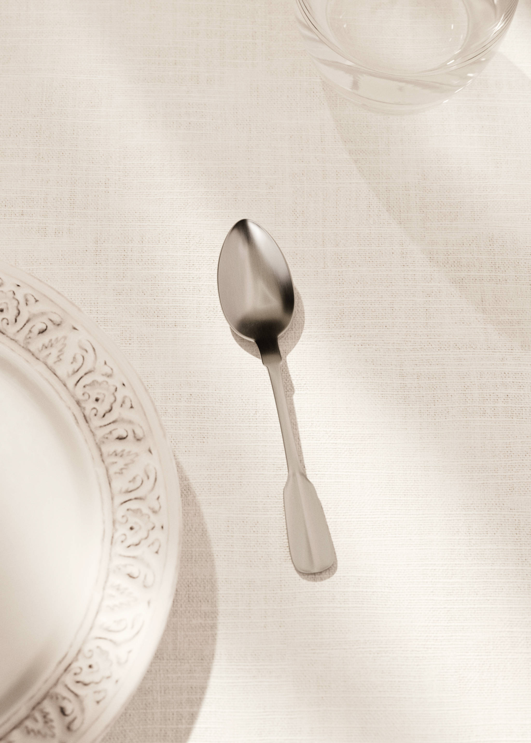 Set van 4 koffielepels van mat zilverkleurig roestvrij staal - Overzichtstekening