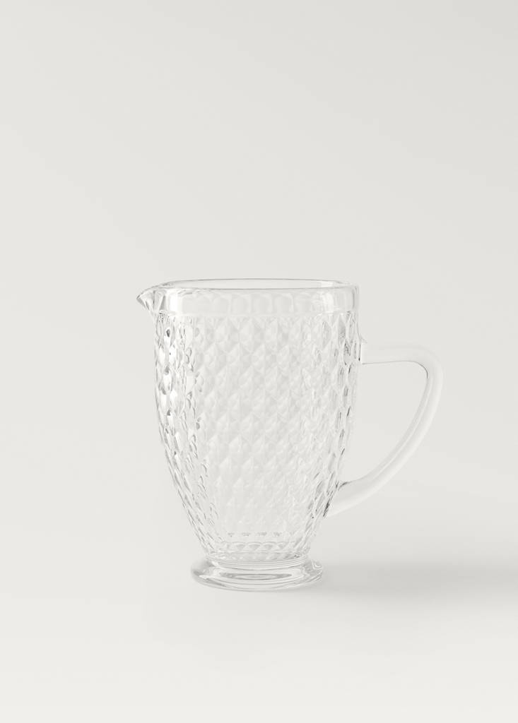 Glass jug with geometric relief — Ice Grey
