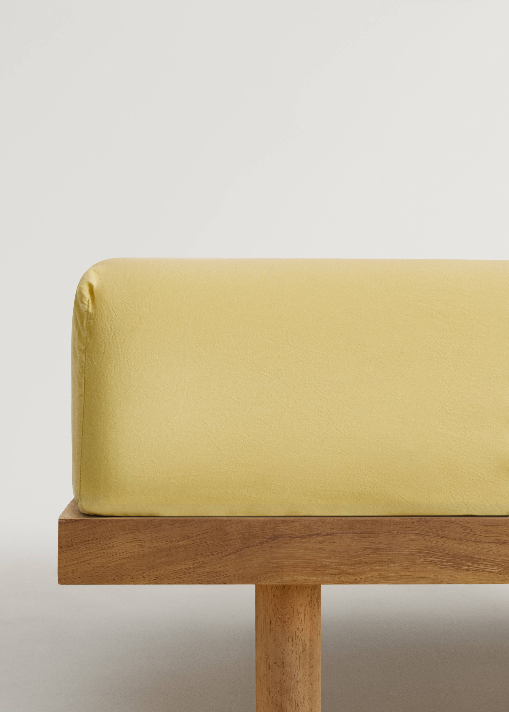 Children's washed cotton fitted sheet for 90 cm bed - Article without model, Mustard. Ref: 27163347-00.