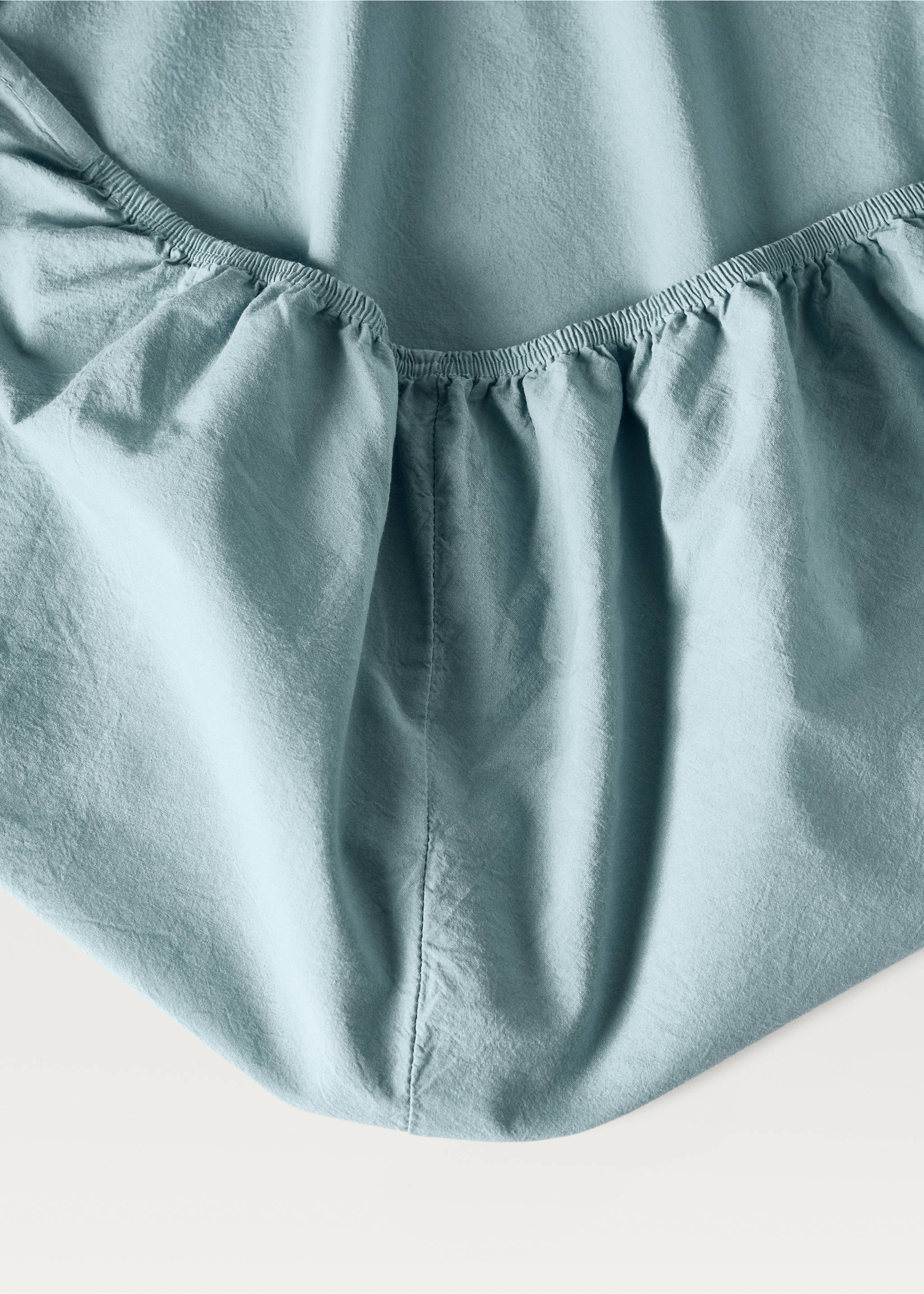 Children's washed cotton fitted sheet for 90 cm bed - Details of the article 2, Aqua Green. Ref: 27163347-00.