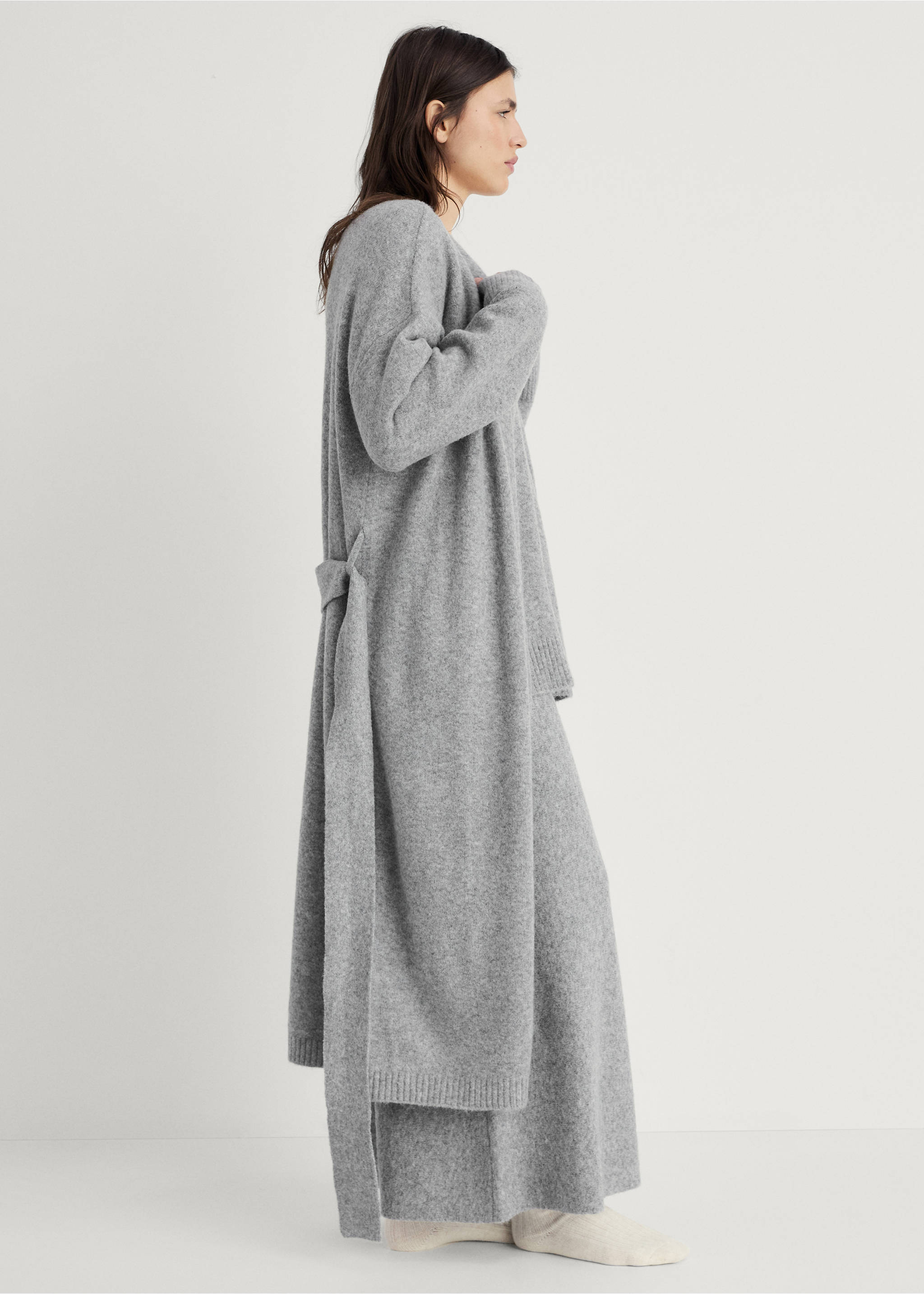 Long knitted cardigan - Medium plane, Grey. Ref: 27172934-00.