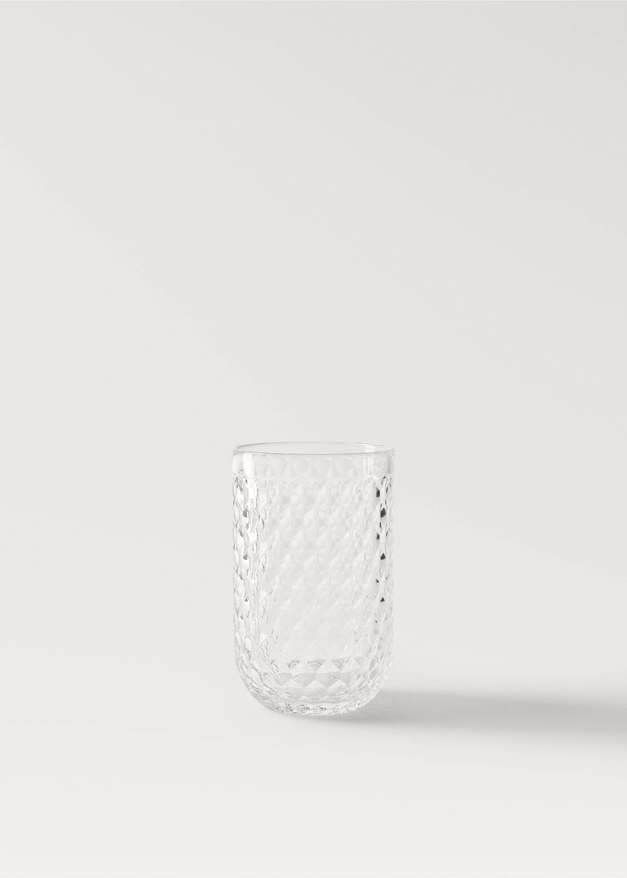 Clear glass tumbler with a textured diamond pattern., Ice Grey. Ref: 27172938-00.
