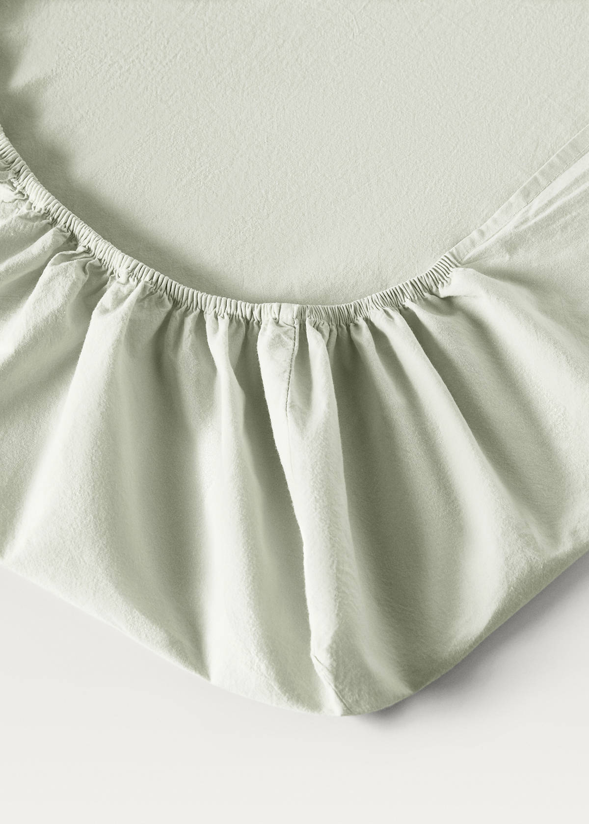 Washed cotton double-stitched fitted sheet for cot — Forest Green