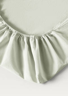 Washed cotton double-stitched fitted sheet for cot — Forest Green 1