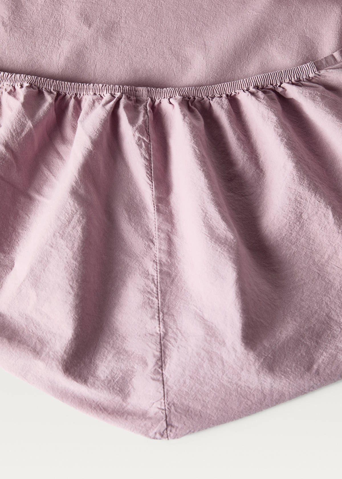 Washed cotton double-stitched fitted sheet for cot — Lilac