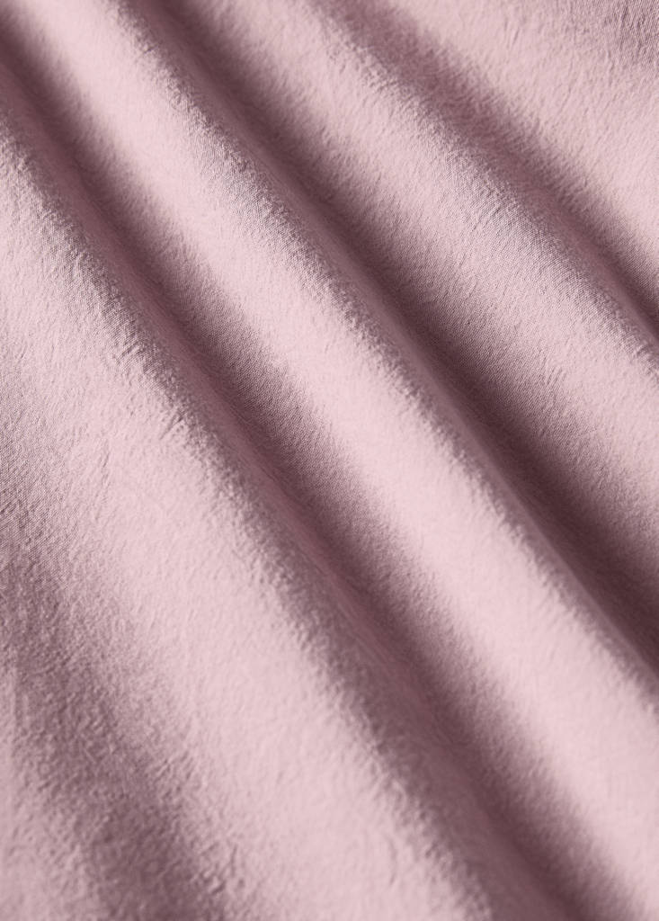 Washed cotton double-stitched fitted sheet for cot — Lilac