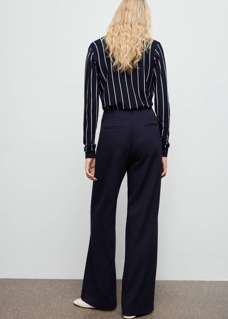 Wide leg trousers with buttons — Dark Navy