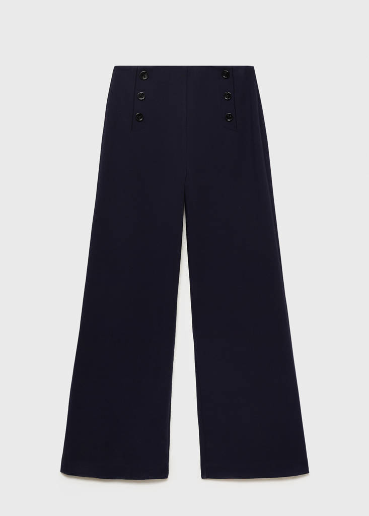 Wide leg trousers with buttons — Dark Navy