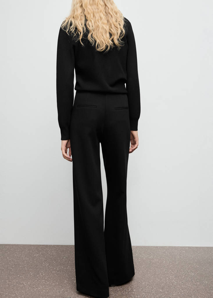 Wide leg trousers with buttons — Black