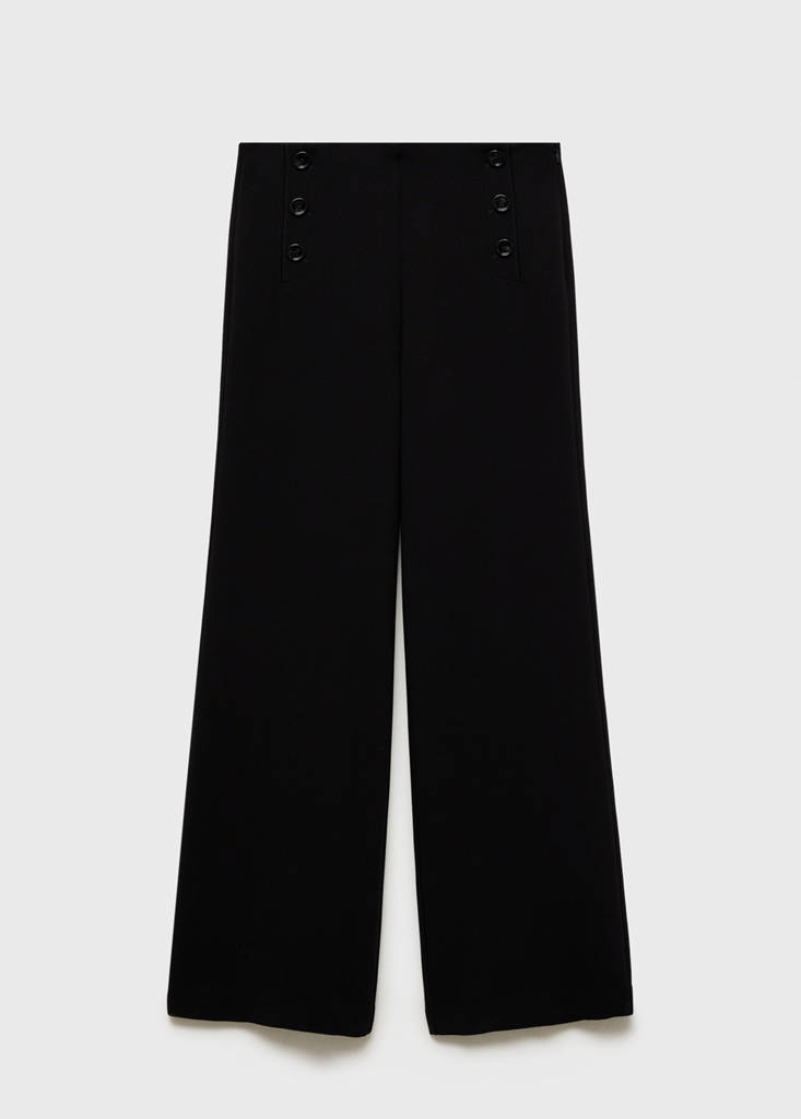 Wide leg trousers with buttons — Black