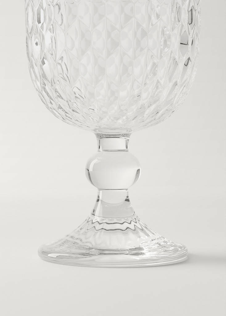 Glass with geometric embossed design — Ice Grey