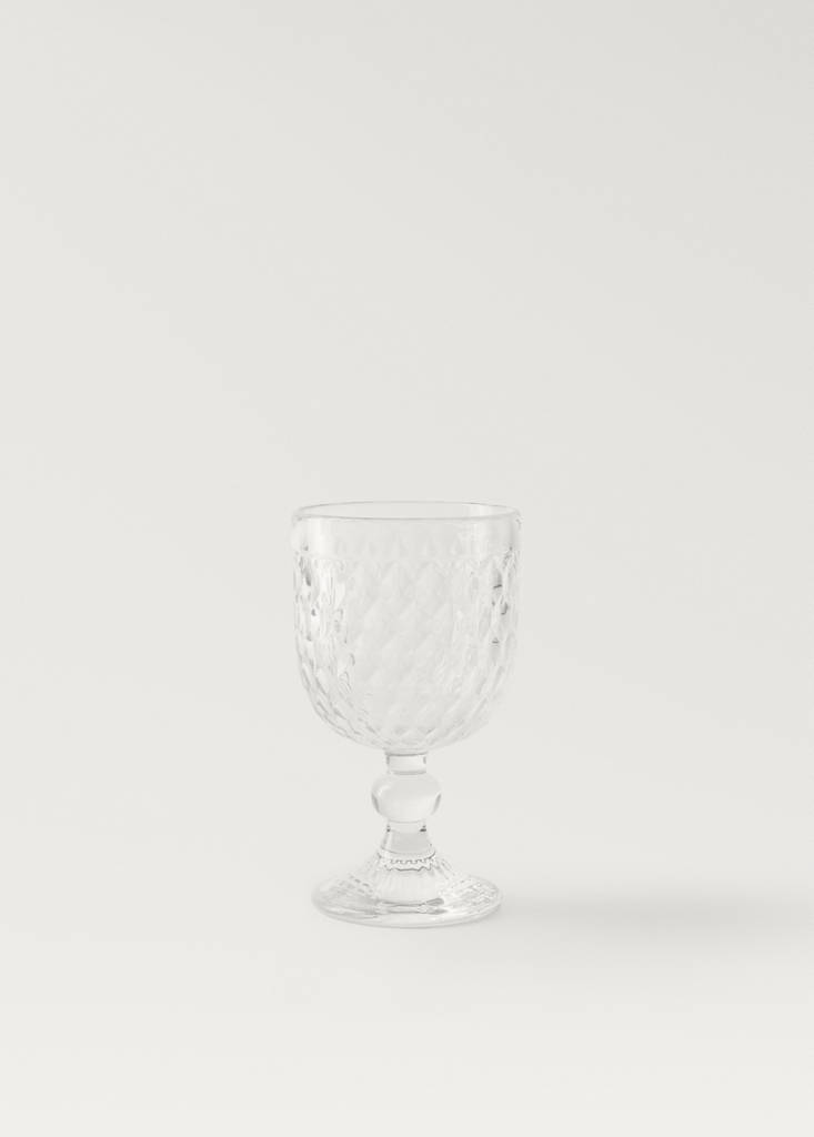Glass with geometric embossed design — Ice Grey