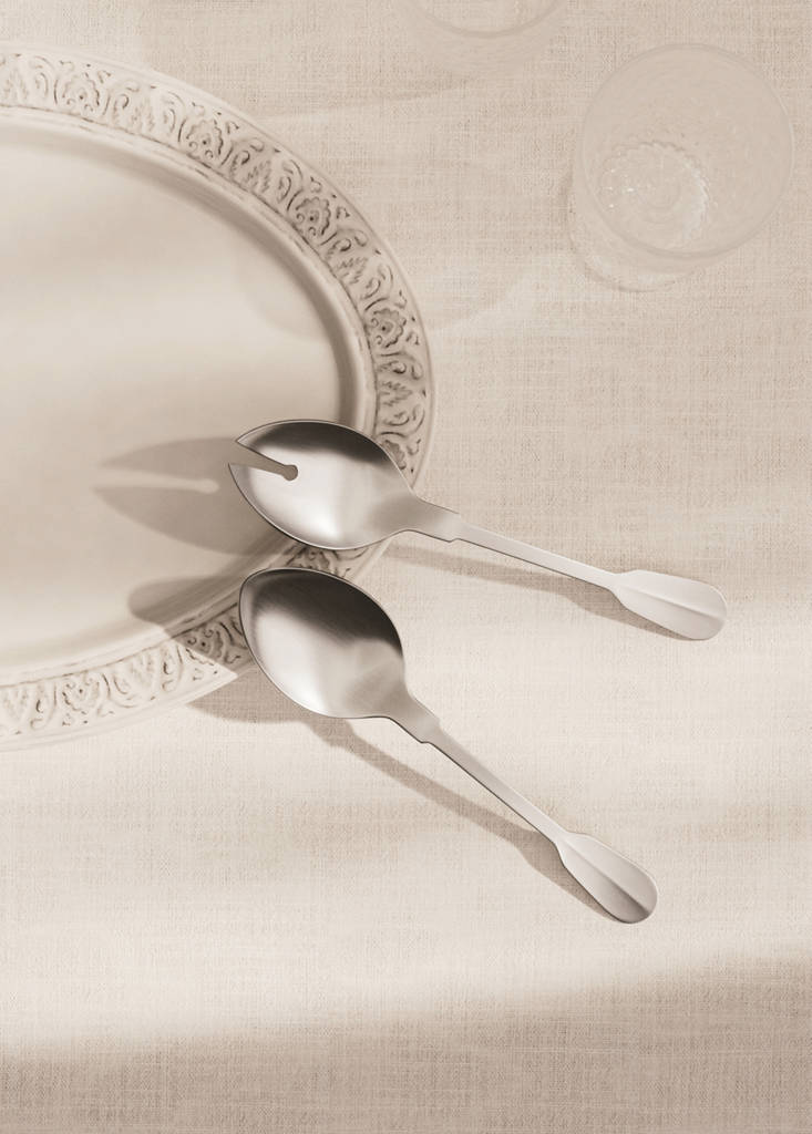 Set of 2 matte steel serving utensils — Silver