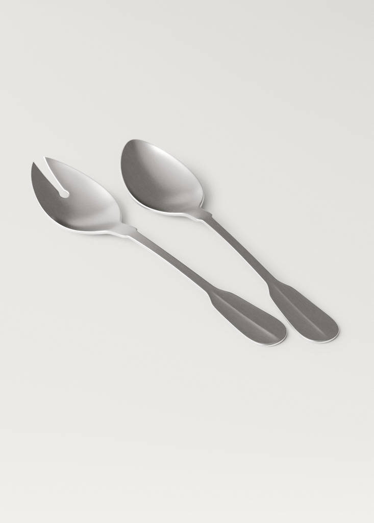 Set of 2 matte steel serving utensils — Silver