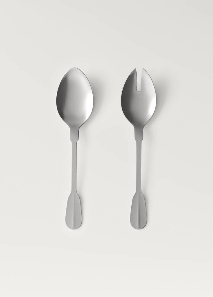Set of 2 matte steel serving utensils — Silver
