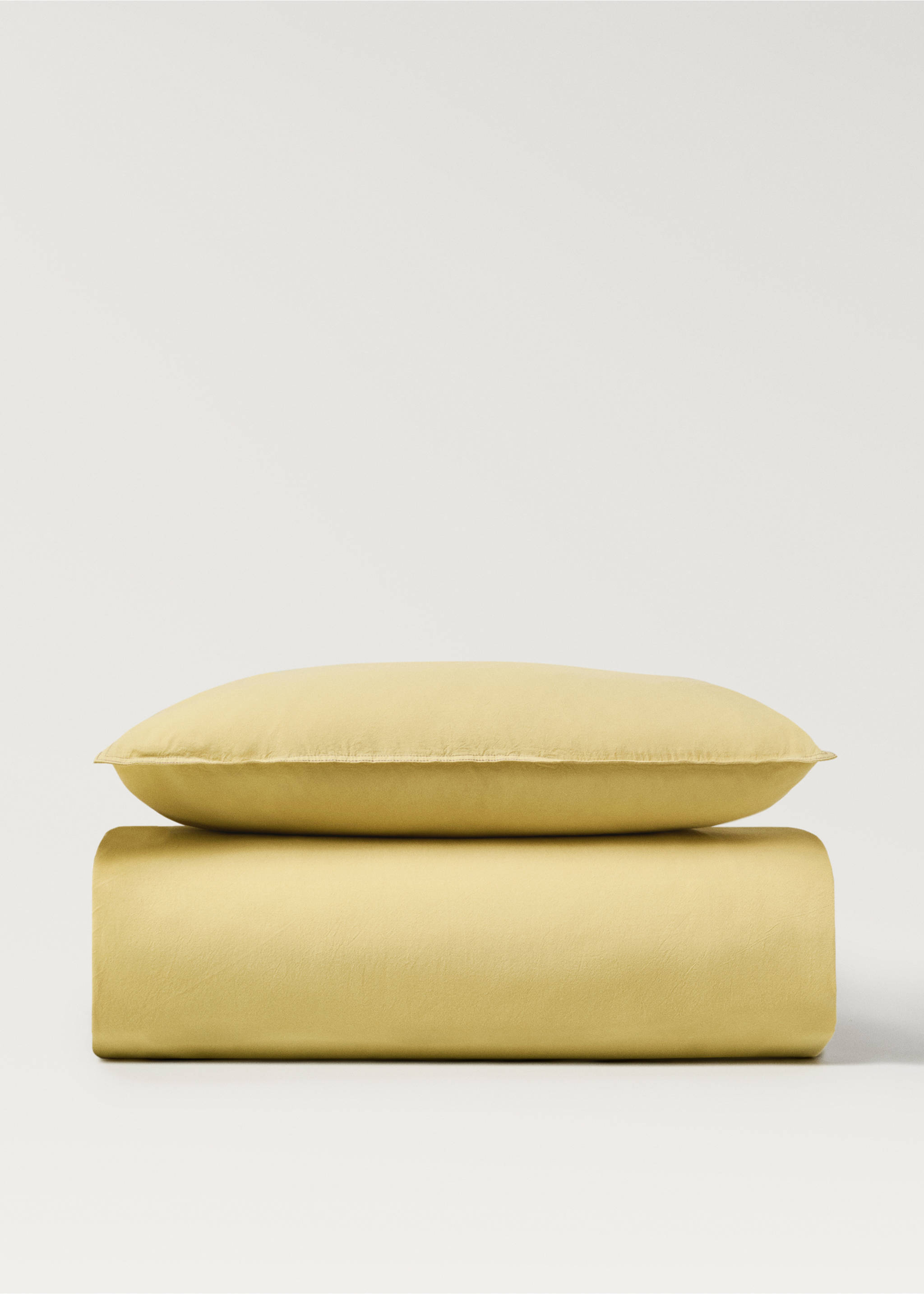 Children’s washed cotton double-stitched duvet cover for 90 cm bed - Article without model, Mustard. Ref: 27183345-00.