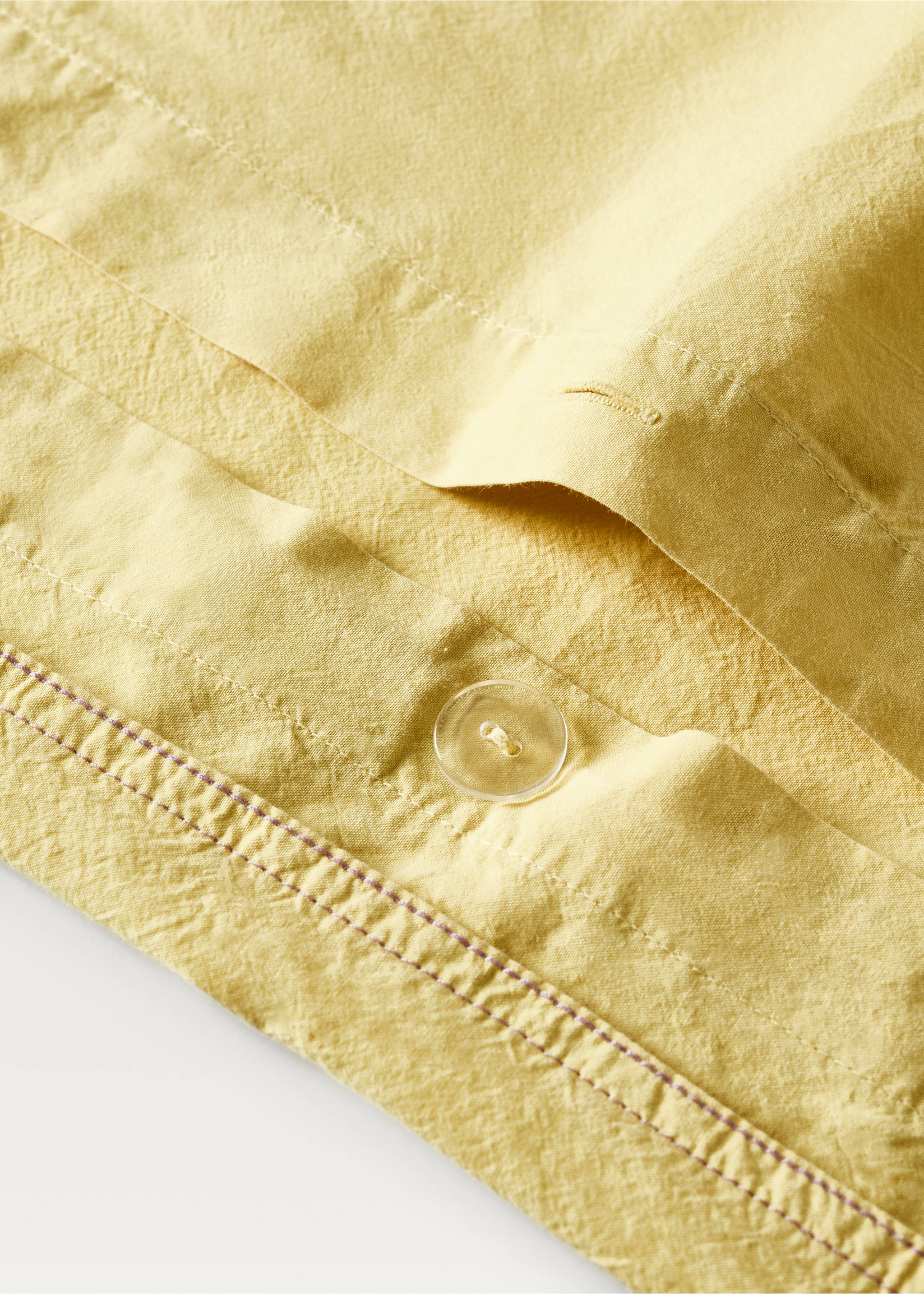 Children’s washed cotton double-stitched duvet cover for 90 cm bed - Details of the article 2, Mustard. Ref: 27183345-00.
