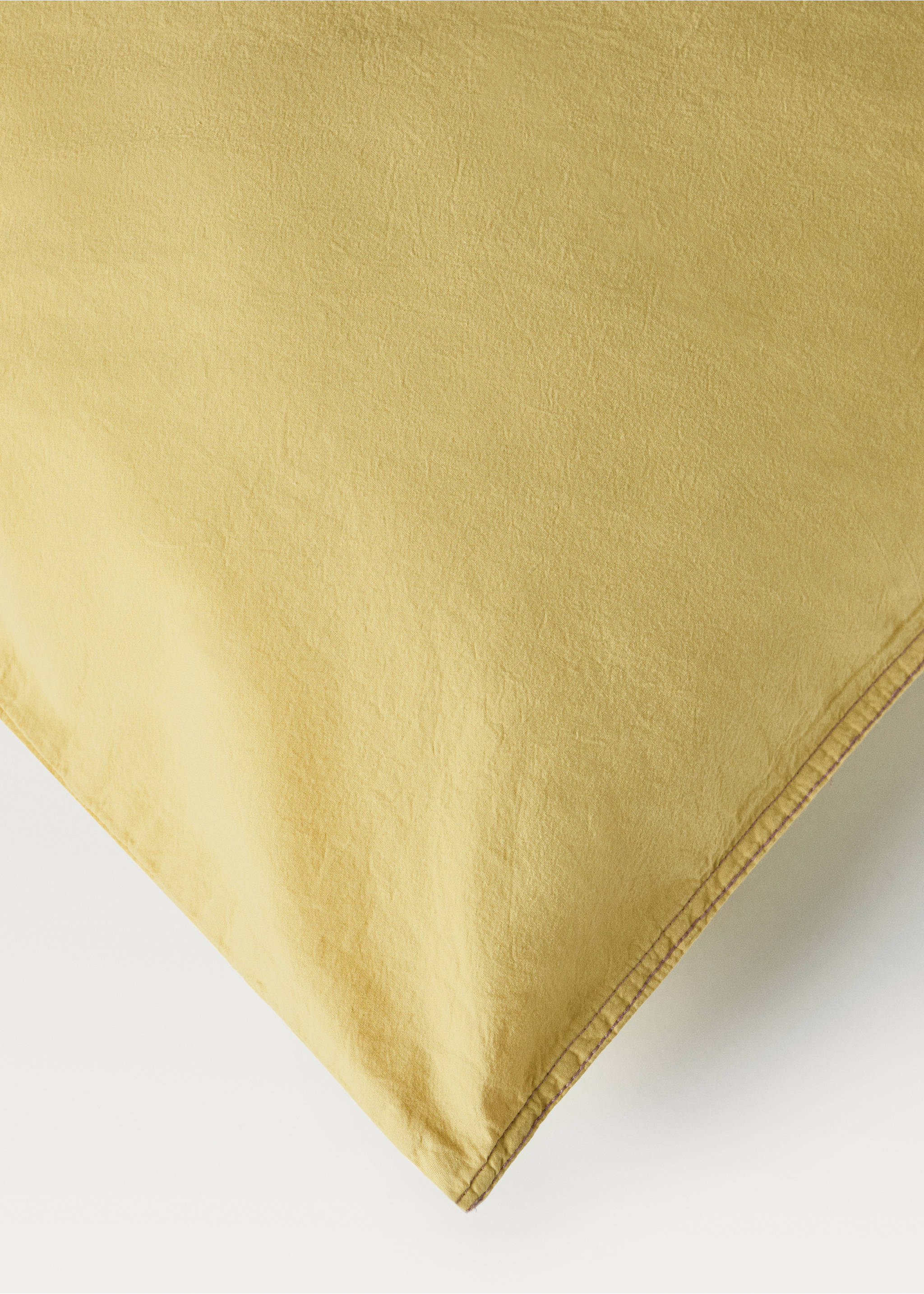 Children’s washed cotton double-stitched duvet cover for 90 cm bed - Details of the article 3, Mustard. Ref: 27183345-00.