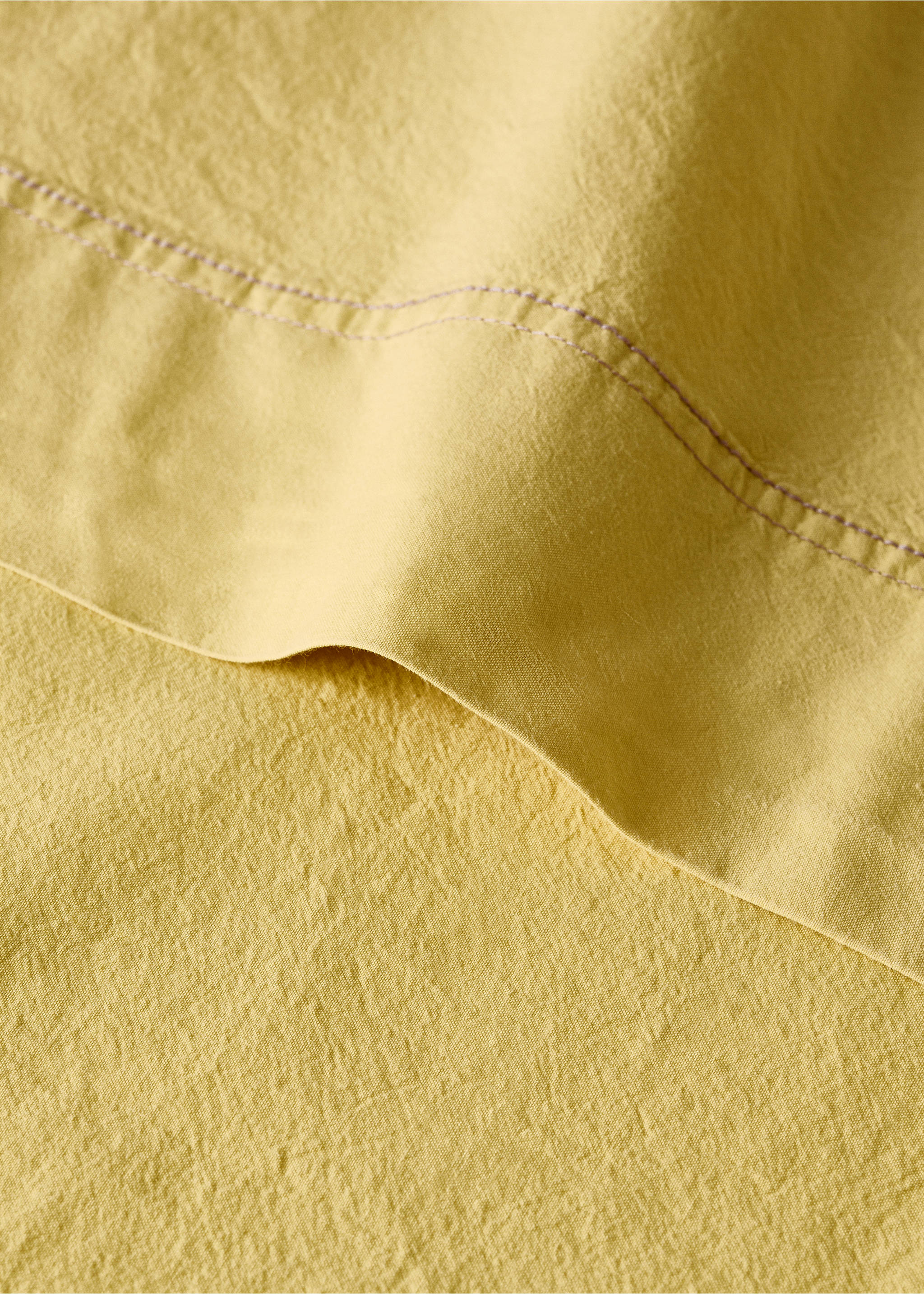 Children's washed cotton double-stitched top sheet for 90 cm bed - Details of the article 1, Mustard. Ref: 27183346-00.