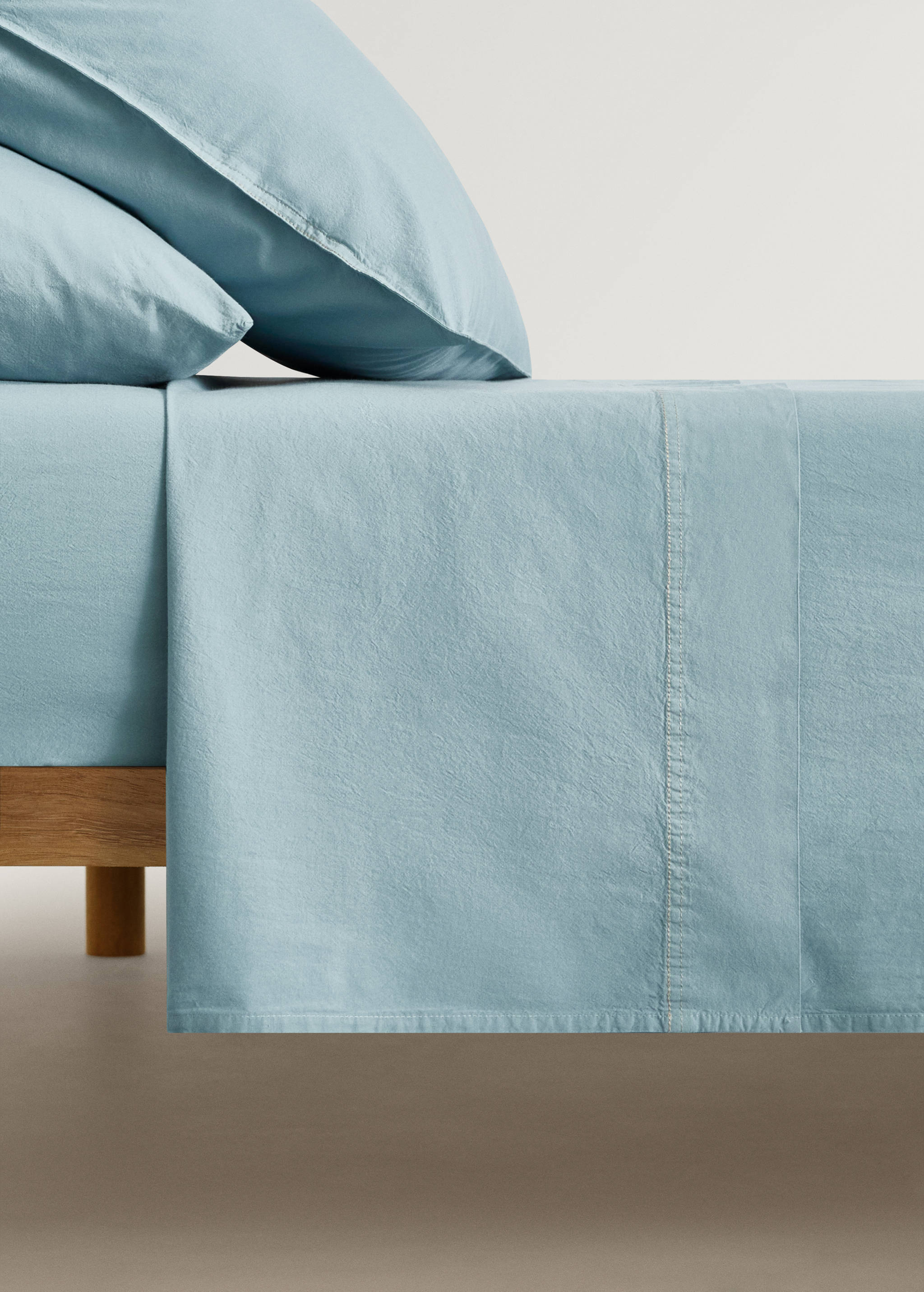 Children's washed cotton double-stitched top sheet for 90 cm bed - Article without model