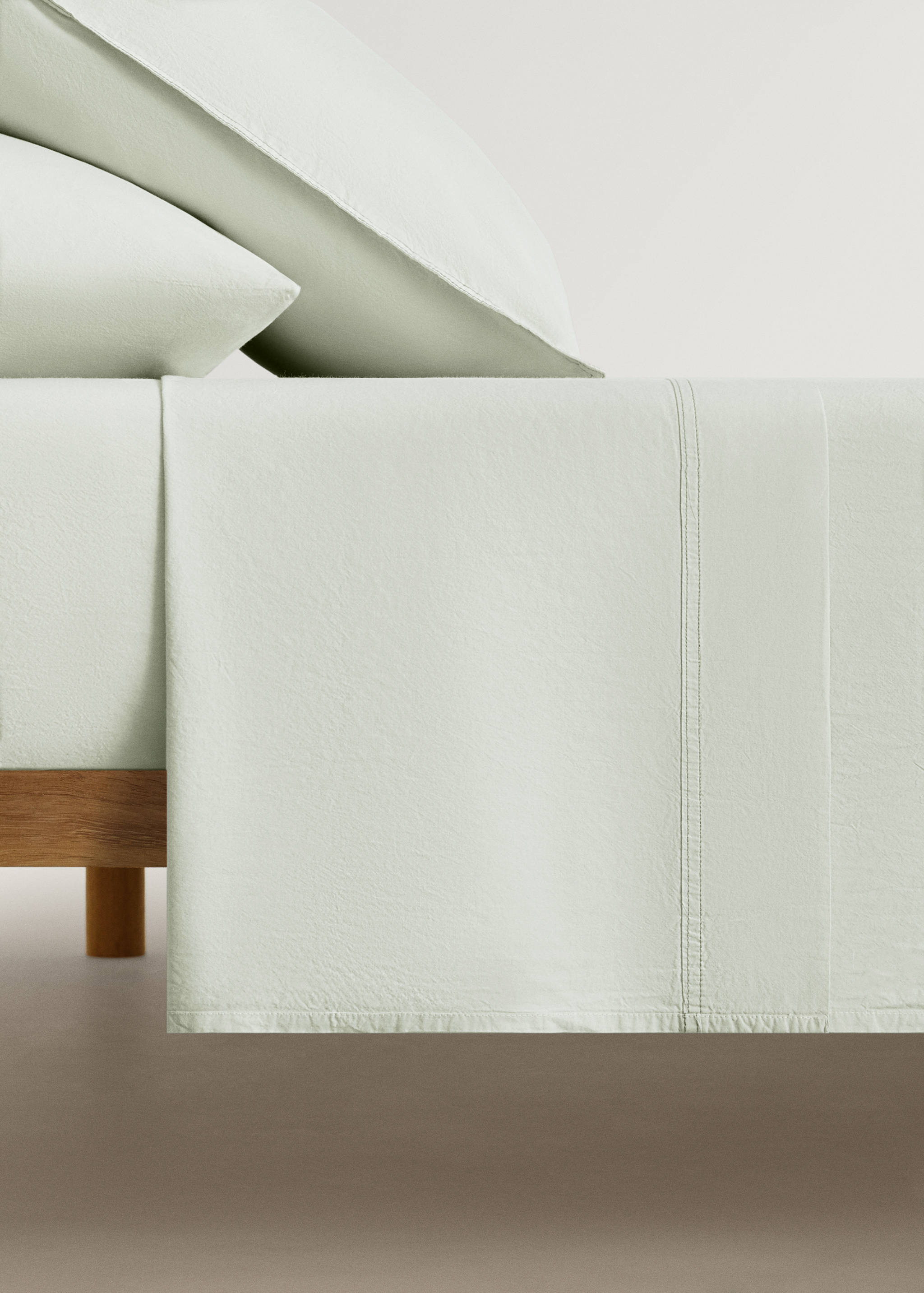 Children's washed cotton double-stitched top sheet for 90 cm bed - Article without model