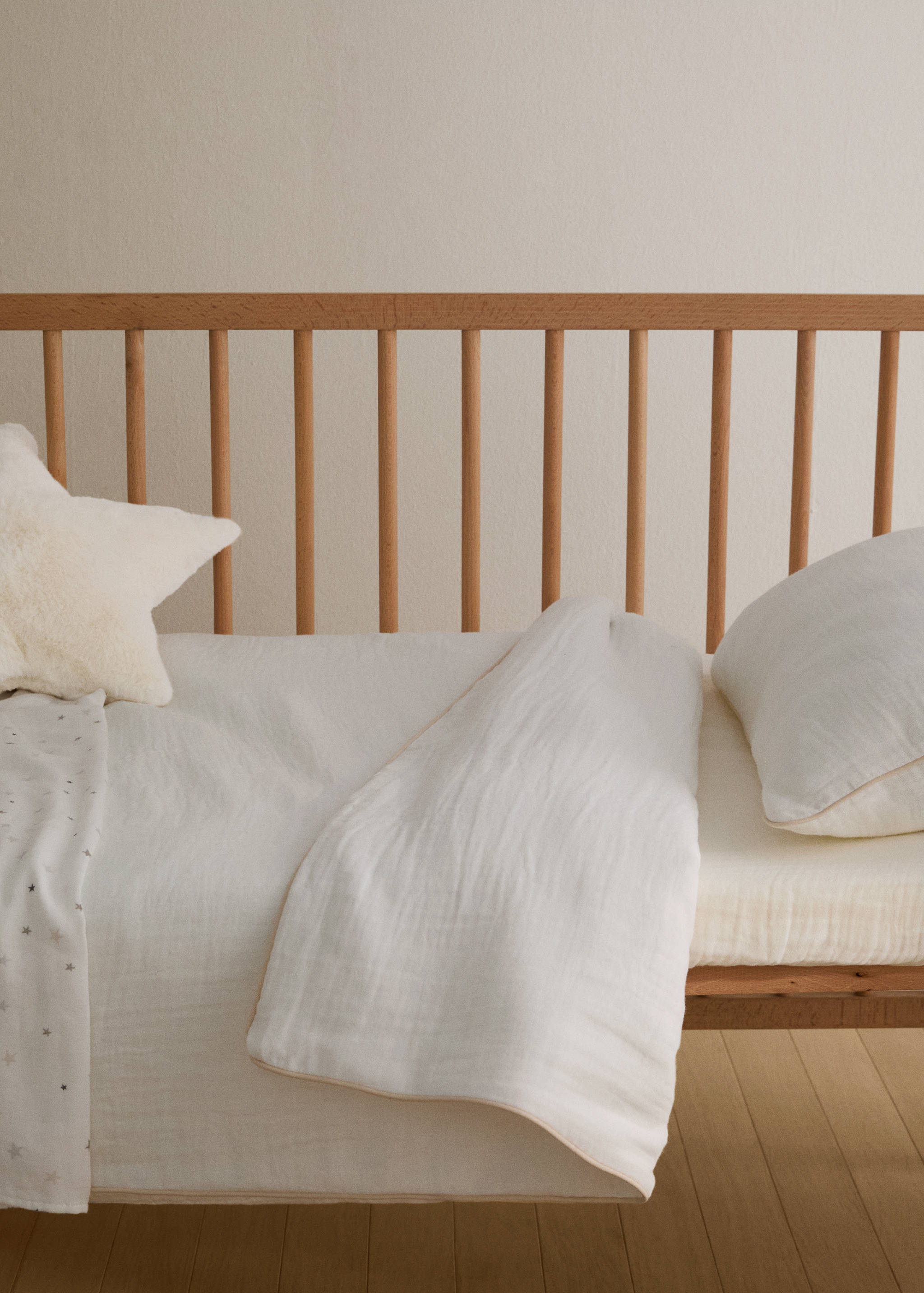 Chiffon cotton duvet cover with contrast piping for cot - General plane